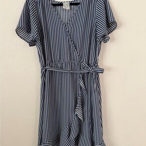 NAIF Navy and White Asymmetrical Dress